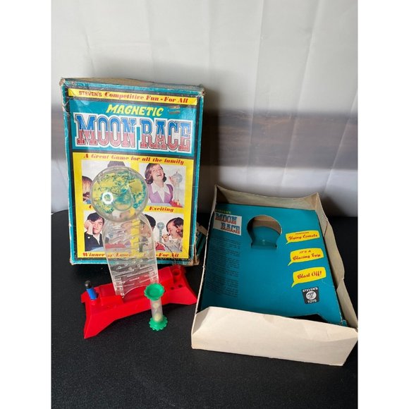 vintage 1970s Stevens magnetic moon race toy game rare! - Picture 6 of 12